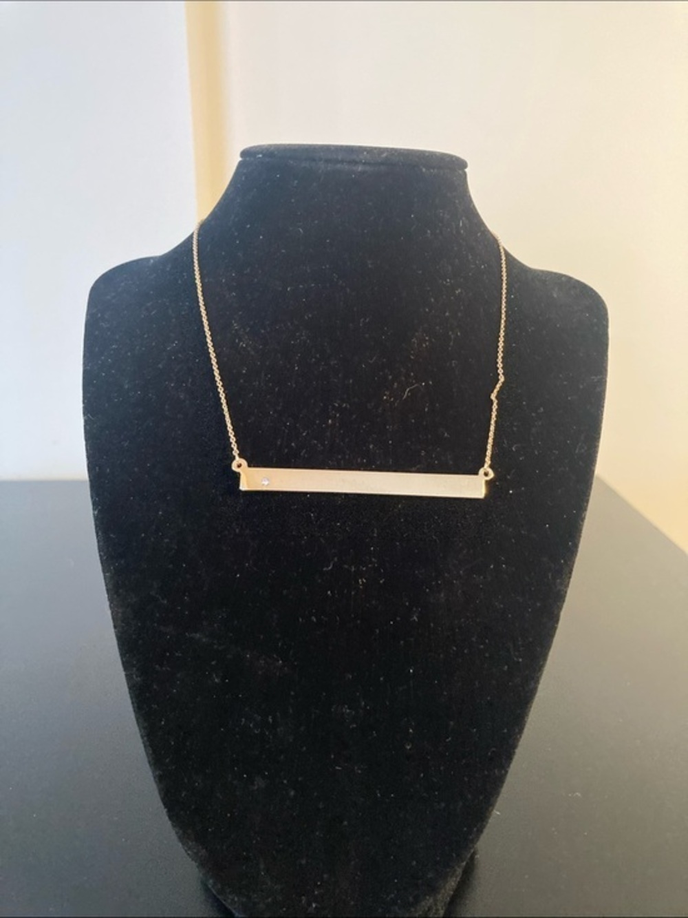 Express Gold Bar Necklace with Single Crystal Accent